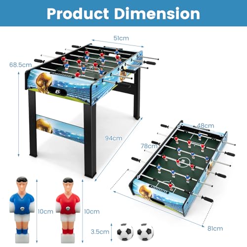 HOMASIS Tischkicker Kinder & Erwachsenen, 2 in 1 Tischfußball mit abnehmbaren Beinen, Kickertisch mit 2 Bällen, 14 Kickern & 2 Punktezählern, Tischfußballtisch für Party Treffen – Bild 4