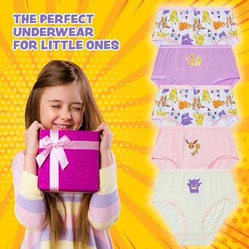Pokemon Girls Knickers, Comfy Breathable Cotton Underwear for Kids, Teens - 5 Pack3