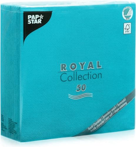 Papstar 81748 50-Servietten 'Royal Collection' 1/4-Falz 20 x 20 cm, türkis