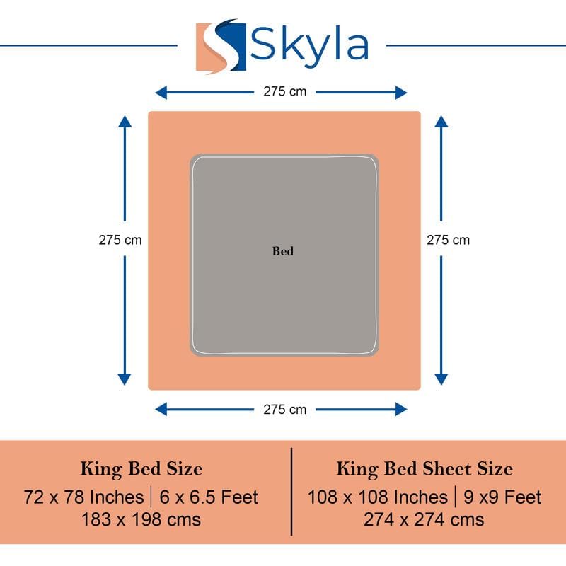 Image of Skyla Bedsheet for Double Bed| King Size 400 TC Cotton| 108 * 108 Inch Bedsheet|King Size Bedsheet with 2 Pillow Covers(Pastel Pink)