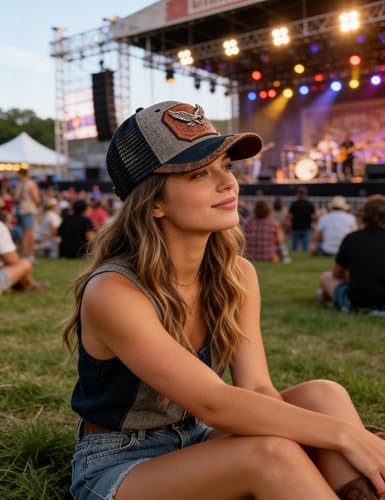 Image of TOPACC Western Trucker Hat for Men Women Cowboy Country Hat Snapback Cap | Novelty Baseball Cap Adjustable Vintage Embroidered Cowgirl hat for Rodeo Western Outfit