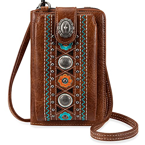 Image of Montana West Western Crossbody Phone Wallet for Women RFID Blocking Wallet Purse with Cash Slots & Zipper Pocket