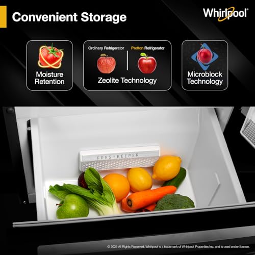Image of Whirlpool 215 L Frost Free Triple-Door Refrigerator | Zeolite Technology | Microblock Technology [FP 223D PROTTON ROY RADIANT STEEL(Z), Up to 44% Reduction in Cold Air Loss*]