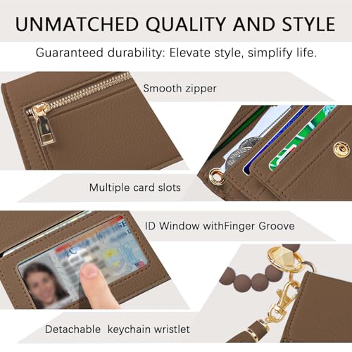 Image of Keychain Wallet for Women,RFID Wristlet Wallet with Beaded Strap