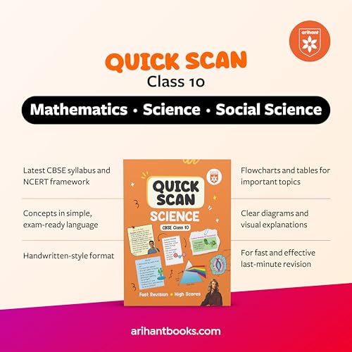 Image of Arihant Quick Scan CBSE Class 10 Combo Social Science, Science & Mathematics | Fast Revision Notes for High Scores | NCERT Theory, Handwritten Notes, ... & Tables, 3D Images | CBSE Syllabus