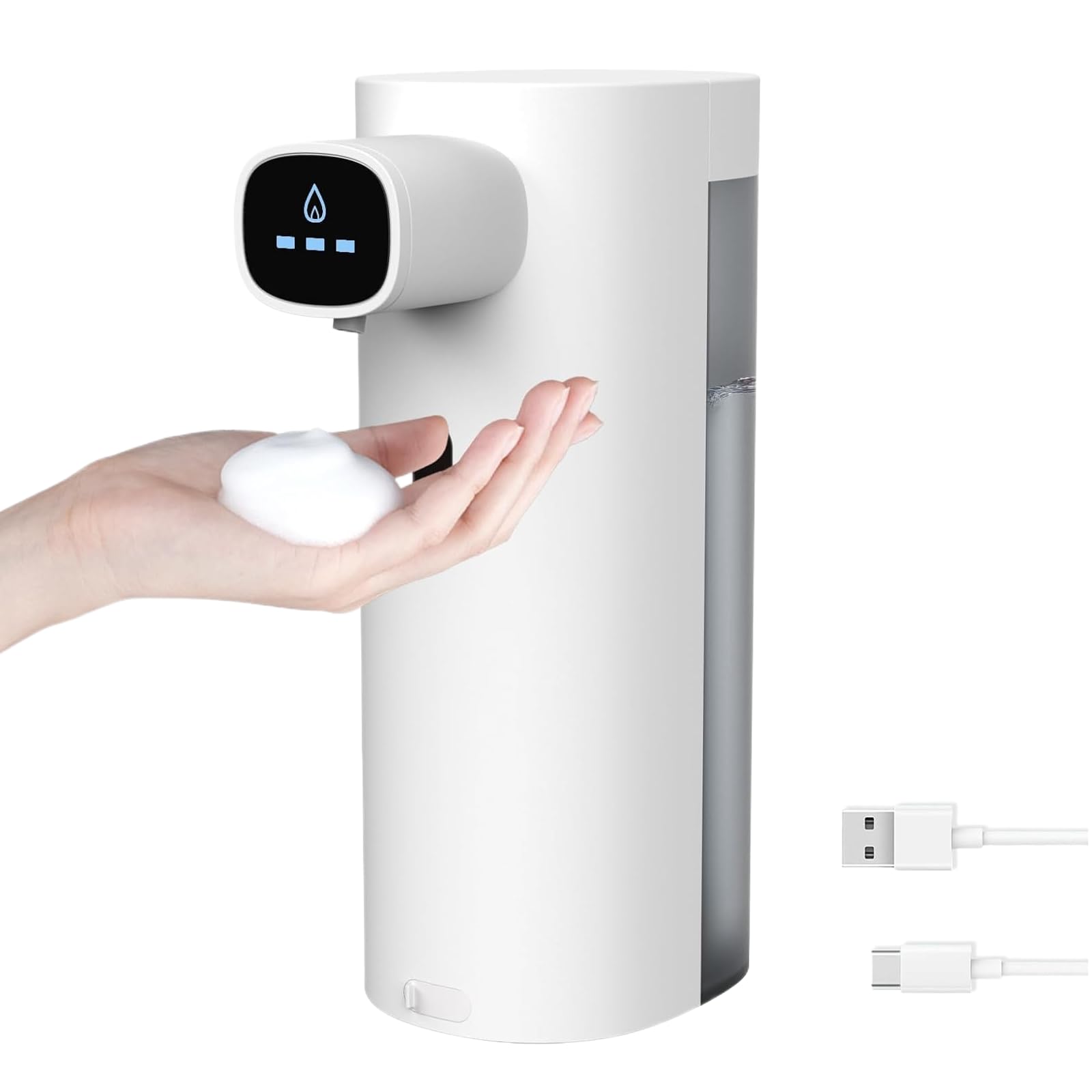 Foaming Soap Dispenser 300ml Touchless USB Rechargeable Automatic Foam Dispensers for Bathroom Kitchen 1290019 White