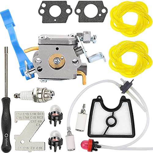 ZAMDOE C1Q-W37 Vergaser für Husqvarna 125B 125BX 125BVX 28CC Laubbläser, ersetzt # C1Q-W37 590460102 545081811 Vergaser, mit 545112101 581798001 Kraftstoffleitungskit