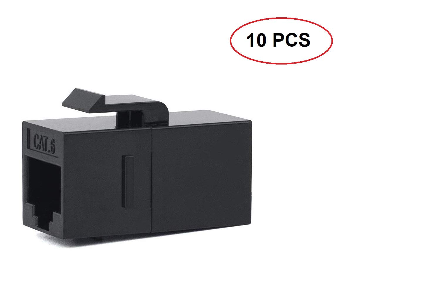 DKURVE Divine RJ45 CAT6 Keystone Inline Jack Coupler for Wall Plate Outlet Panel,UTP Insert Coupler Adapter Socket Connector Port (Black) (10pcs)