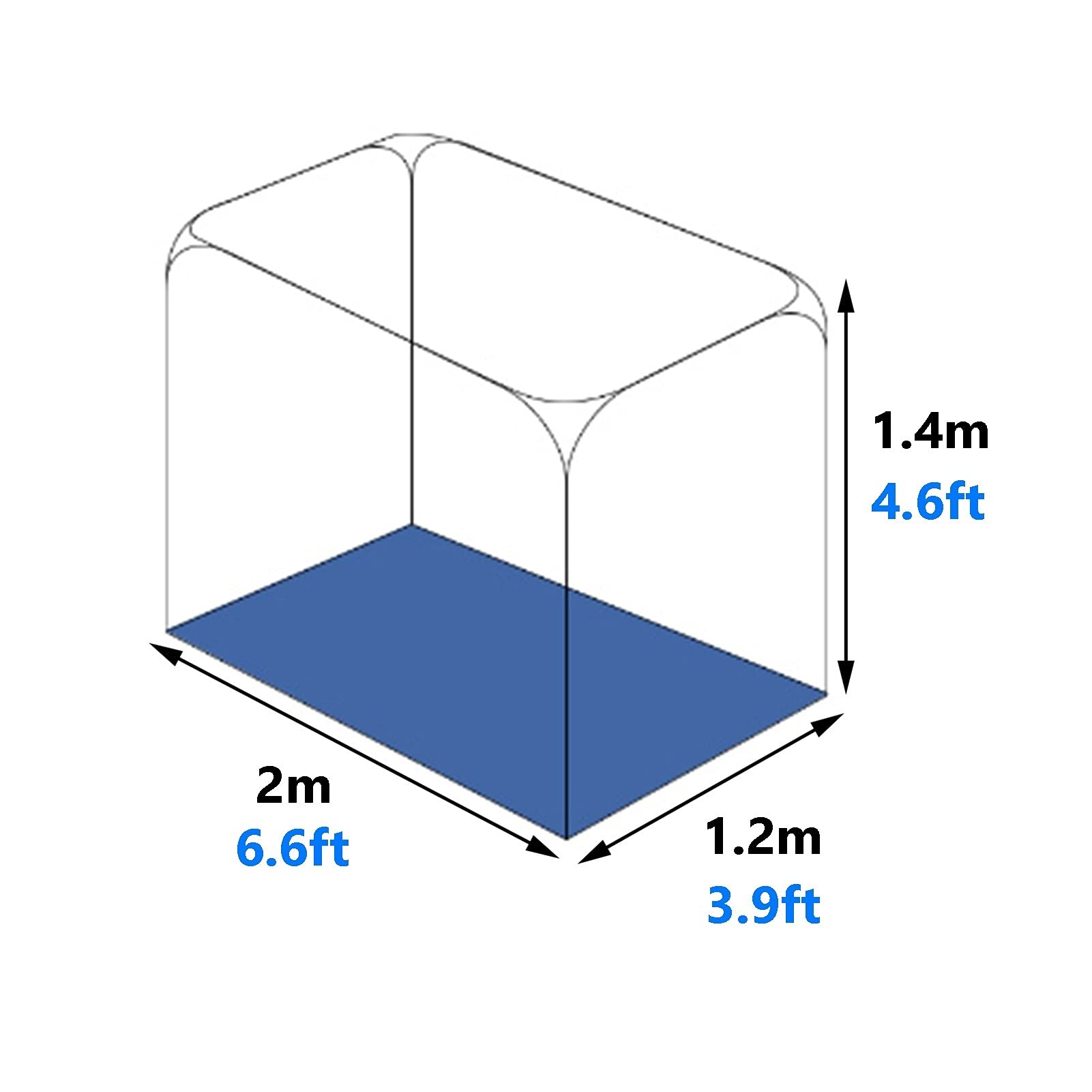 Mosquitera Plegable: mosquitera de fácil instalación, mosquitera Plegable para Cama, mosquitera portátil para Camping al Aire Libre (tamaño: 1,2 x 2 x 1,4 m).