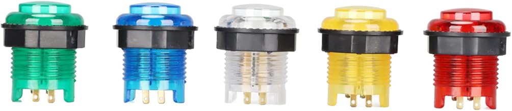 Akozon Botones Pulsadores Iluminados con LED de 5 piezas: Botones de Juego Multicolores para Máquinas, Resistentes a Altas Temperaturas, Fácil Instalación, Compatibles con Varias Consolas (5V)