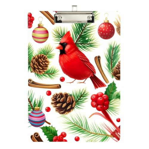 Red Birds クリスマスプラスチッククリップボード 目立たないメタルクリップ付き レディース メンズ 12.5インチ x 9インチ