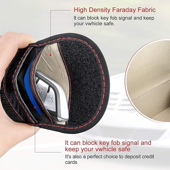 Image of figurine Faraday Bag, Car Key Case for Signal Protection, Secure Faraday Bag for Phone and Car Keys, Large Size with Keychain Design for Daily Commute and Travel Use