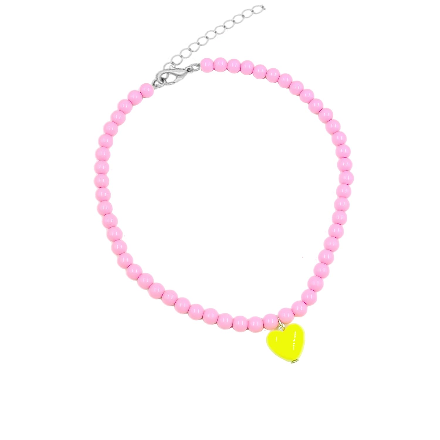 CHAKRA HEALING REIKI CHR Colorful Beaded Choker Pink Peach Heart Necklace Chunky Big Heart Pendant Cute Necklace Blue Beaded Cool Hearts Choker