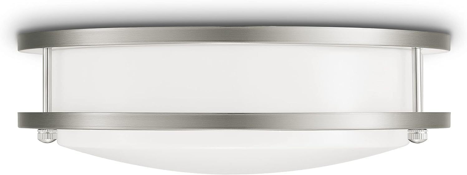 PHILIPS LED Flush Mount Double Ring Ceiling Light 2-Pack Daylight (3000K) 1200 Lumen (16W = 75W) Dimmable Brushed Nickle No Bulbs Required