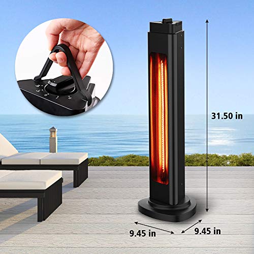 1500W Infrared Outdoor Heater, Patio Tower Heater with Oscillation Function, Tip-Over Protection & Hidden Simple Handle, Super Quiet Infrared Patio Space Heater