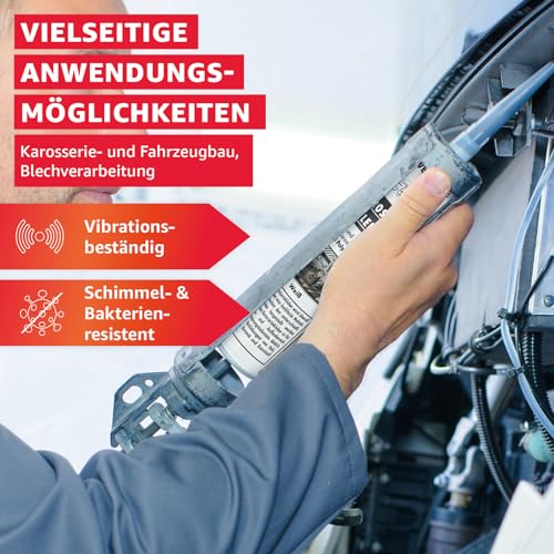 Karosseriekleber 1K MS Montagekleber UV-beständig weiß Kartusche MS-Polymer Kraftkleber extra stark elastischer Kleb-und Dichtstoff zum Kleben und Abdichten im Fahrzeugbau, Caravan, Wohnmobil