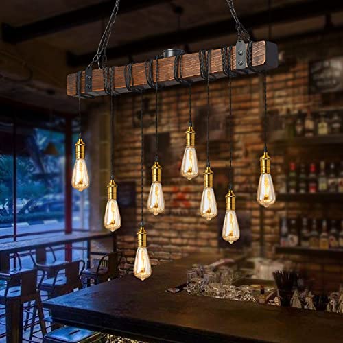 Flordeer Farmhouse Chandelier Rustic Pendant Lighting Industrial Wood Metal Vintage Ceiling Light...