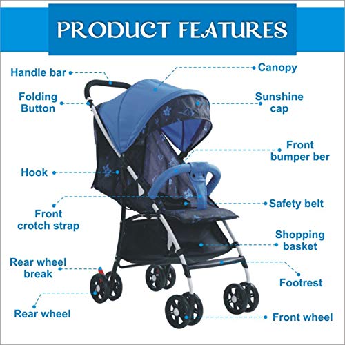 Cutieco-Large-Seating-Capacity-Travel-Friendly-Baby-Stroller-Buggy-for-BabyKids-0-3-Years-Blue