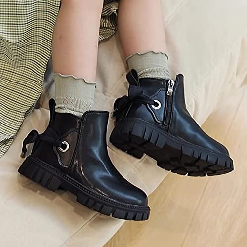 EnJoCho Girls Boots Girls Shoes Fashion Ankle Boots Kids Low Heel Dress Booties Fashion Side Zipper Short Flats 4-11 Years3