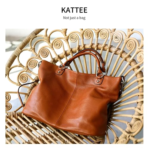 Image of Kattee Women's Soft Genuine Leather Tote Bag, Top Satchel Purses and Handbags