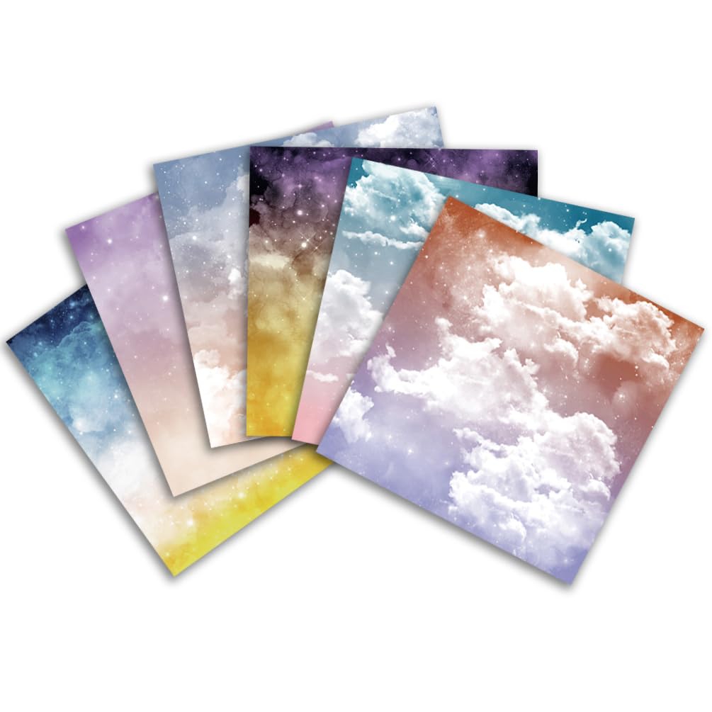 Papel para álbumes de recortes, Paquete de papel con patrones de 6" x 6", 48 hojas, cartulina impresa por una sola cara, 12 diseños, papel decorativo for manualidades de 160 g/m² for hacer tarjetas de