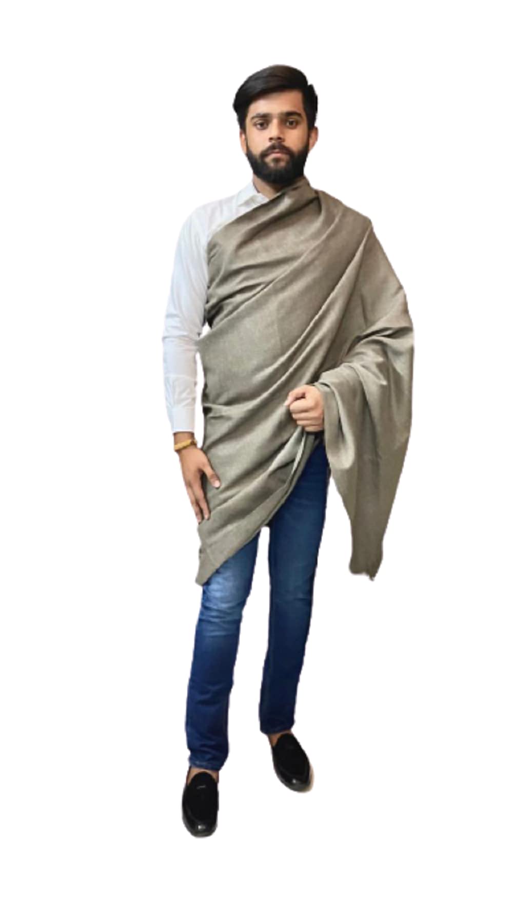 ZARIA FABS Black Lohi Stole For Men Full Size, Fine Wool - Size 50x100 Inches (Gray), Standard