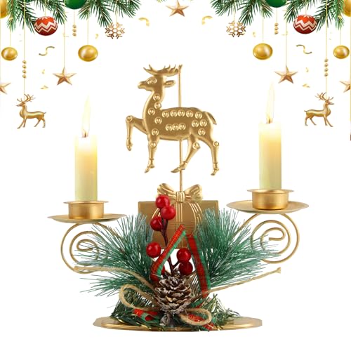 SilverChry Candelabro de Navidad Candelabros de Metal, Brazos Portavelas Cónicos, velas decorativas, Comedor Mesa Centros de Mesa Navidad Chimenea Decoración,Candelero de Adorno de Hogar por Cena (ML)