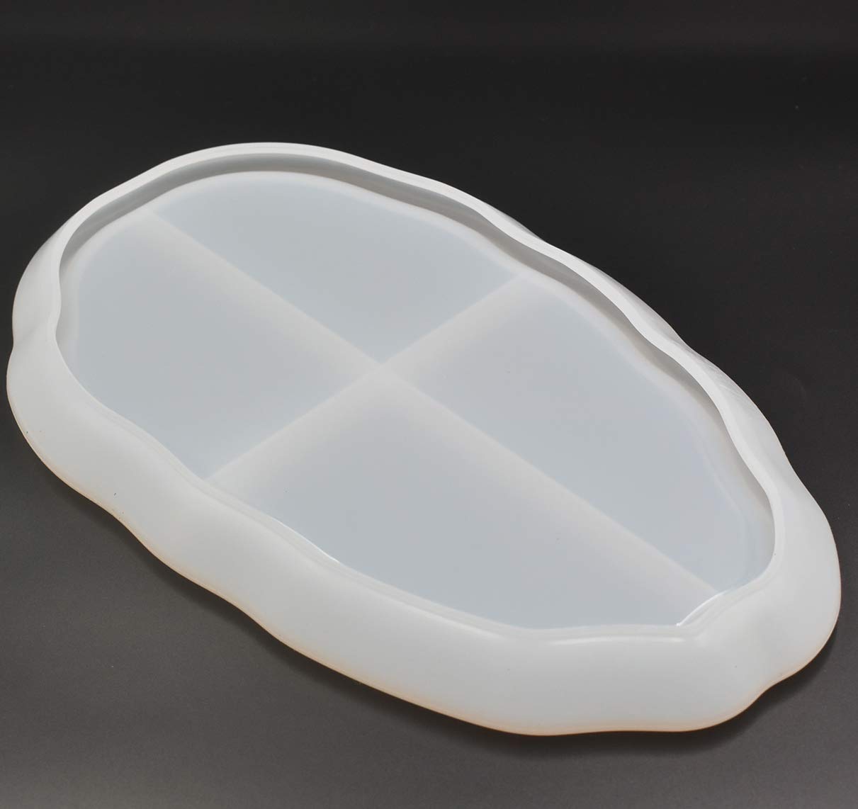 Irregular Long Oval Plate Epoxy Mold Resin Casting Plate Silicone Mold, Large Size 11.5 x 7 x 1 inch