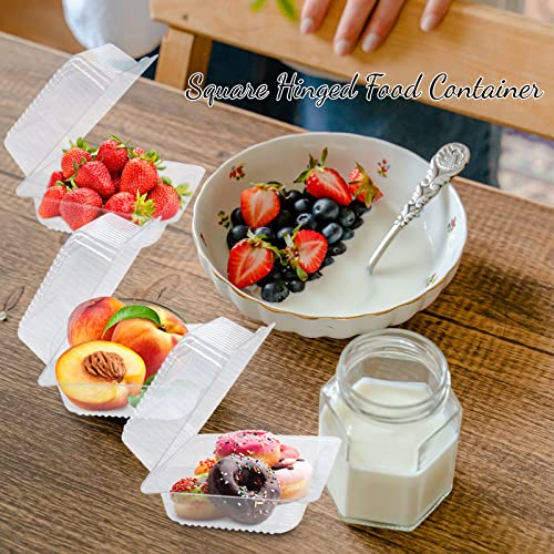 Haawooky GFEWF 100 Pack Clear Plastic Take Out Container,Square Hinged Food Container,Dessert Clamshell Containers thumb #5