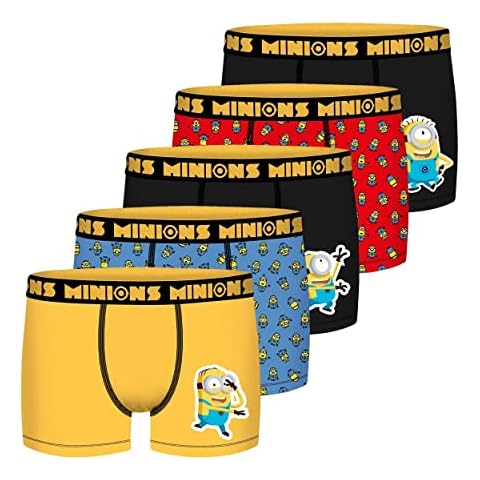 FREEGUN Boy's Minions Set of 5 Boxers in Children Size, 100% Cotton, from The Depicable Me Collection, Multicoloured (Pack of 5 T702-1), 4-5 Years Cover
