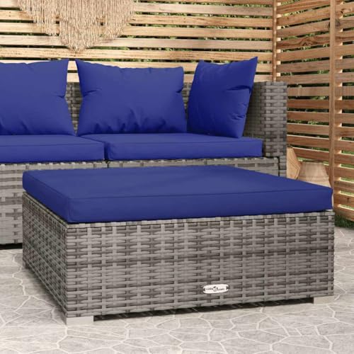 Taburete de jardín modular gris de poliratán con cojín de exterior 2