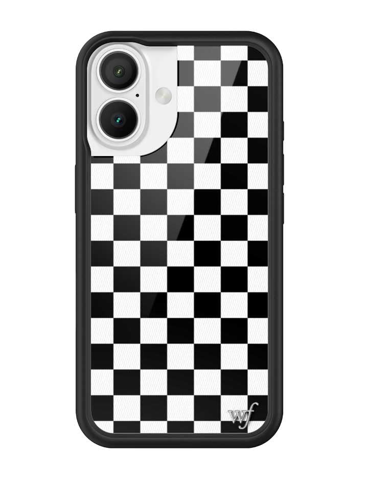 Image of Wildflower Cases - Compatible with iPhone 16 | Protective Black Bumper, 6.5ft Drop Test Certified, Women Owned Small Business | Checkers Black