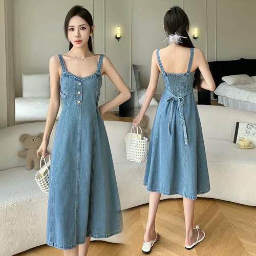Jupe midi coupe ample style svelte en jean souple de mi-saison