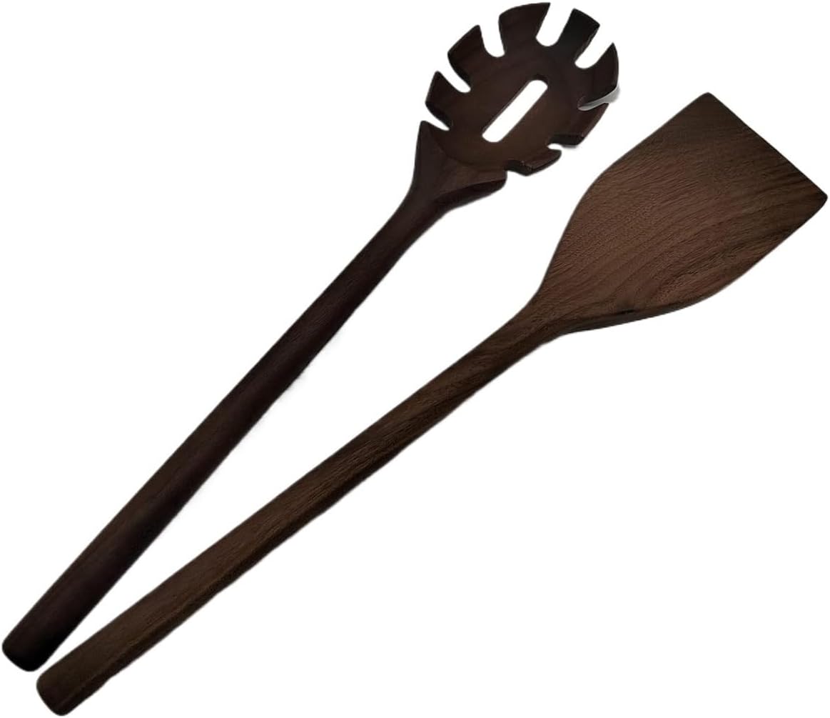 Kitchen Utensils Set,Cooking Utensils Set,14 Inch Natural Black walnut Wood Tools Sets, Wooden Pasta Server Fork, Wood Spoon Spatula Turner, Kitchen Cooking Utensils Set