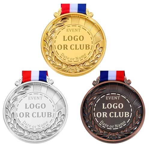 Custom Medals For Awards, Design Your Own Award Medals, Olympic Medals for Kids Personalized, Custom Medals With Ribbons for Sports Events Marathon Competition Race Football 1st 2nd 3rd Place Medals