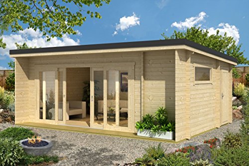 Preisvergleich Produktbild Gartenhaus G25 inkl. Fußboden - 44 mm Blockbohlenhaus, Grundfläche: 23,70 m², Pultdach