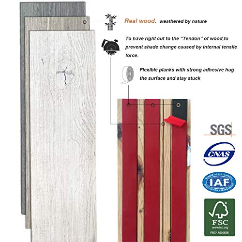 3D Wall Panels FRP Faux Stone Wallpanel for Tv Walls, Sofa Background, Wall Art Decorative Extrior and Interior Wall Tiles (1 Box Wood Wall Panel, Grey Combination)
