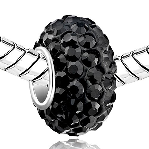 CharmSStory 925 Sterling Silver Black Simulated Birthstone Charms Synthetic Crystal Bead For Bracelets2