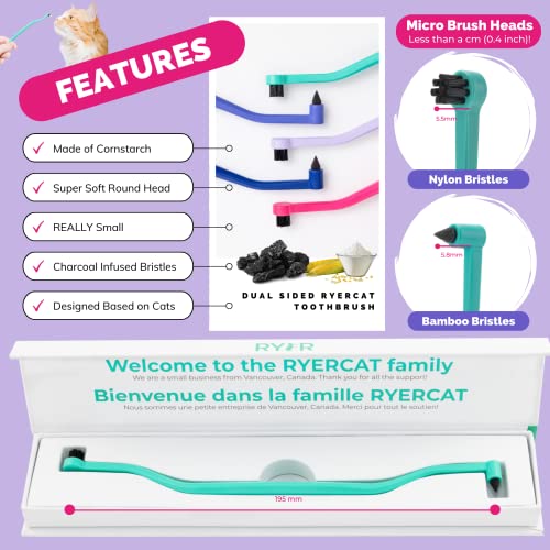Image of RYERCAT Ocean Dual Sided Cat Toothbrush - Only 8mm Wide to fit into Cat's Mouth - Cat Dental Supplies