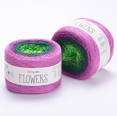 YarnArt Flowers Gradient Cotton Cake Yarn, 1094 Yards, Color 313-2 Pack