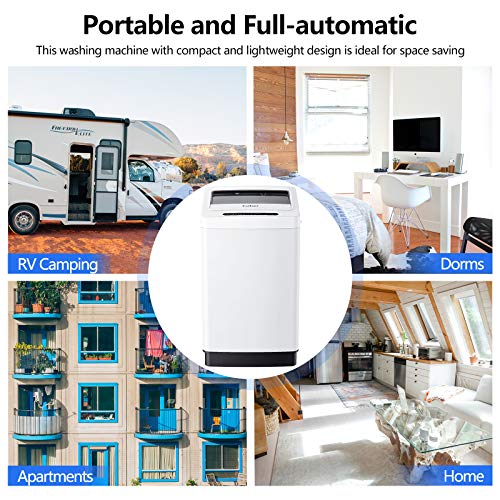 Colzer Full-Automatic Portable Washing Machine Compact Laundry Washer 11Lbs Capacity,8 Wash Programs 6 Water Level Top Load LED Display