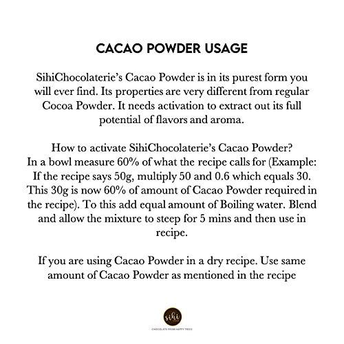 Image of Sihi Chocolaterie - Cacao powder organic (unsweetened) | Pure, fresh and natural | Physically pressed | Best for energy snacking /baking | High in antioxidants | Vegan - 150g (Pack of 2)