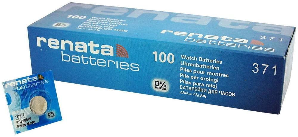 Renata 371 SR920SW Batteries - 1.55V Silver Oxide 371 Watch Battery (100 Count)