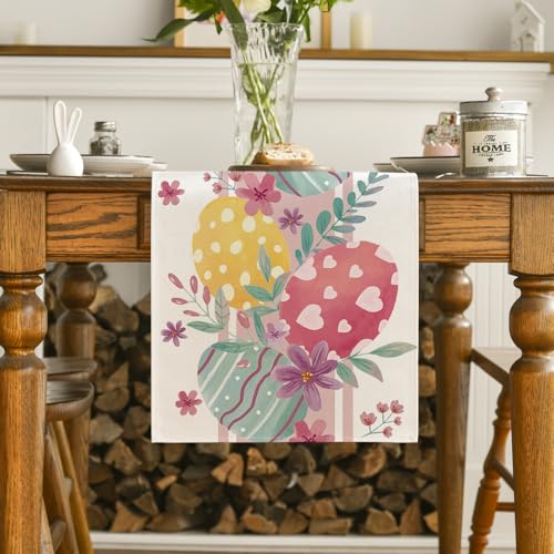Artoid-Mode-Eggs-Eucalyptus-Easter-Table-Runner-Seasonal-Heart-Flowers-Spring-Kitchen-Dining-Table-Decoration-for-Home-Party-Decor-13×72-Inch Artoid Mode Eggs Eucalyptus Easter Table Runner Seasonal Heart Flowers Spring Kitchen Dining Table Decoration for Home Party Decor 13×72 Inch