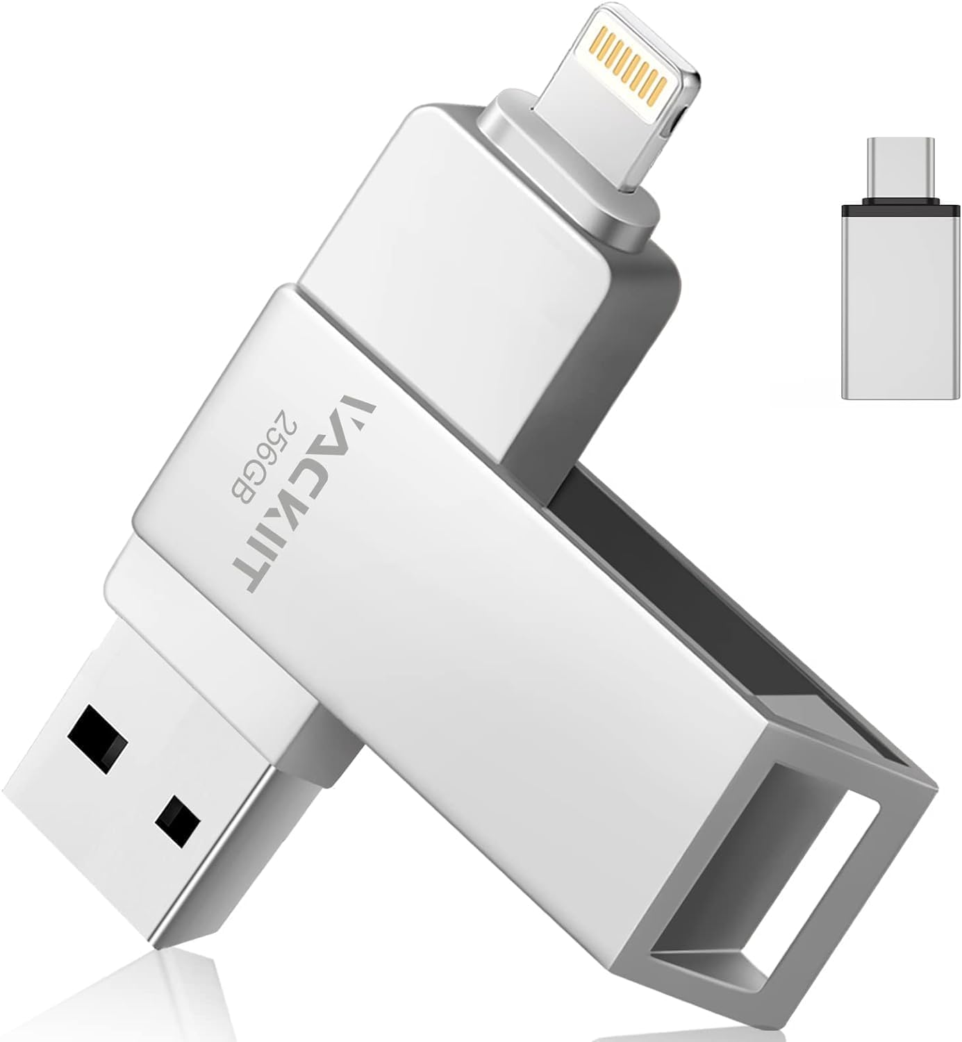 Chiavetta USB 256 GB per iPhone Apple Certificato, Vackiit Chiavetta USB C Lightning Chiave USB 3.0 Photo Stick Archiviazione Esterna per iPad Mac iOS OTG Android Mobile PC con MFI Lightning, USB 3.0