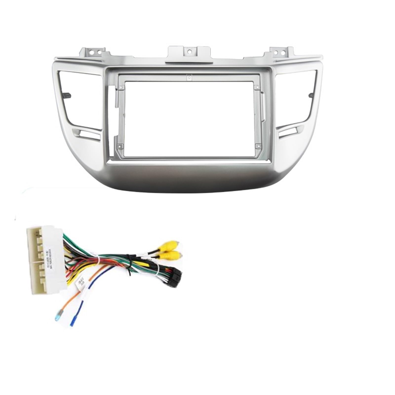 JKELPV Car Radio Frame Kit Fit For HYUNDAI TUCSON 2015-2017 9'' Car Radio Player Panel Frame Dashboard Cover Radio adapter(LHD Frame C Cable B)