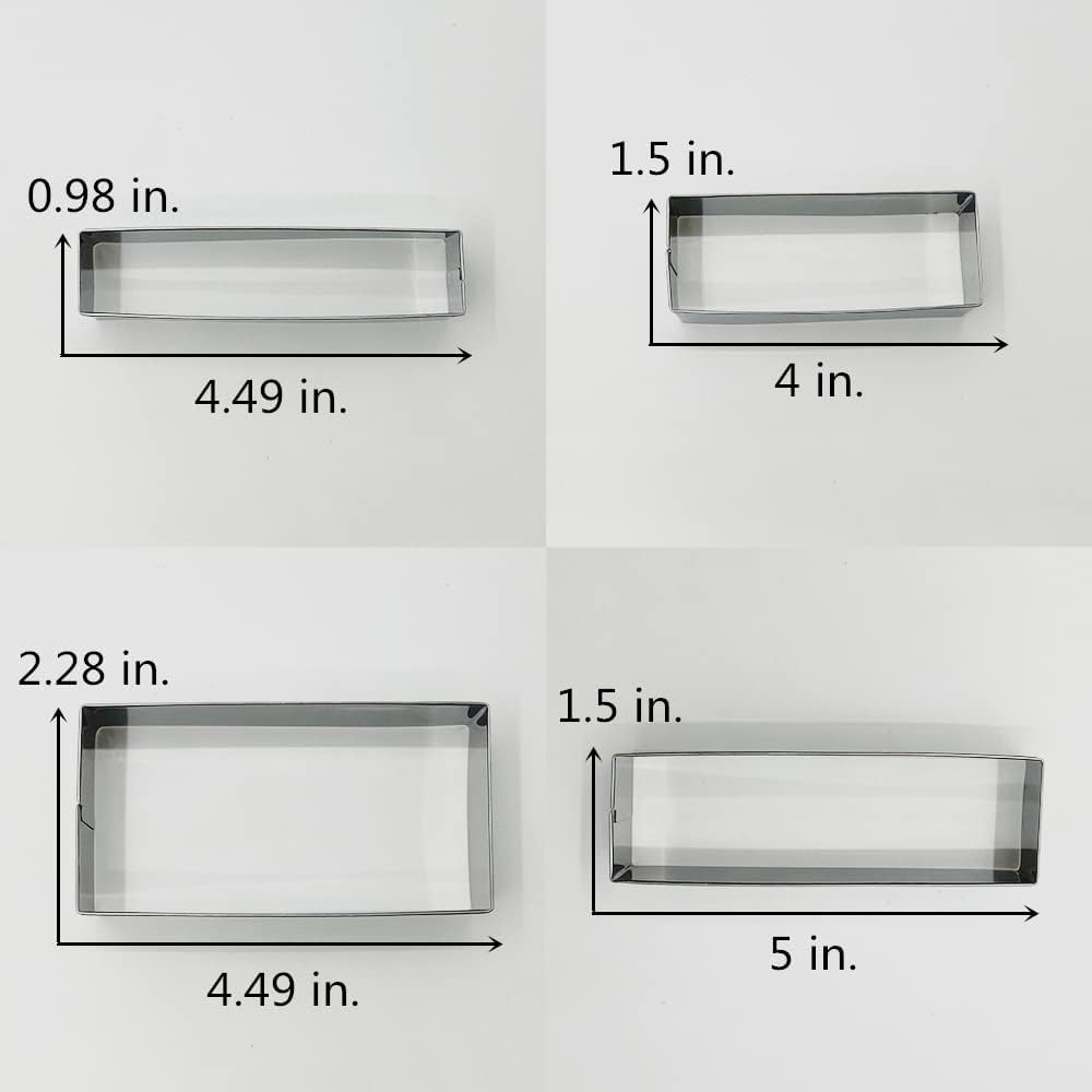 LILIAO Rectangle Cookie Cutter Set, Stainless Steel (Rectangle 4-Piece Set) - Image 4