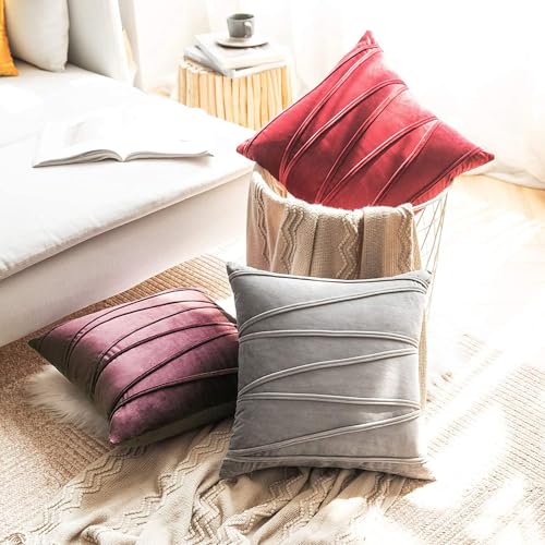 Image of Khooti Velvet Striped Cushion Cover Pack of 1-28 inch x 28 inch / 71 x 71 cm | Jam | Soft Pillow Covers Cushion Case for Sofa Bedroom Livingroom Chair Car, Cushion Cover with Zig Zag Pattern