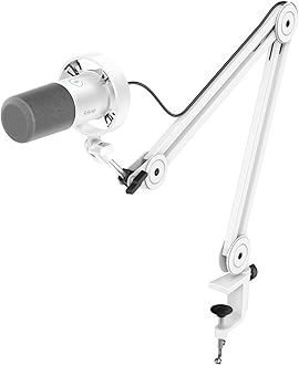 FIFINE Podcast XLR/USB Microphone Kit, Studio Dynamic Vocal Mic for Recording, Streaming, Voice-Over, PC Microphone with Boom Arm with Mute, Headphone Monitoring, Metal-AmpliTank K688T White