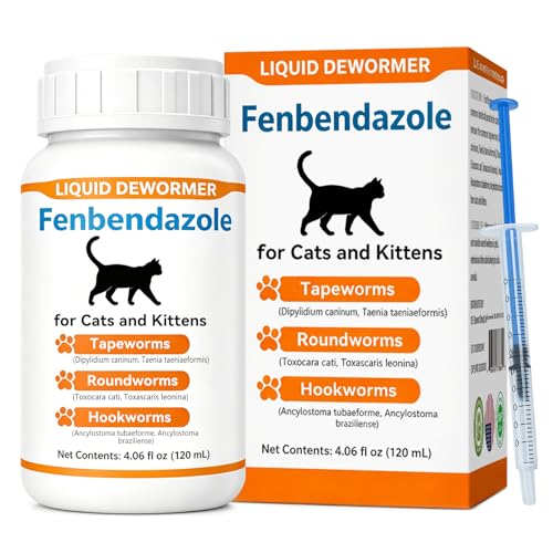 Cat Dewormer Liquid for Cats & Kittens, Fenbendazole Broad Spectrum for Tapeworms, Roundworms &...
